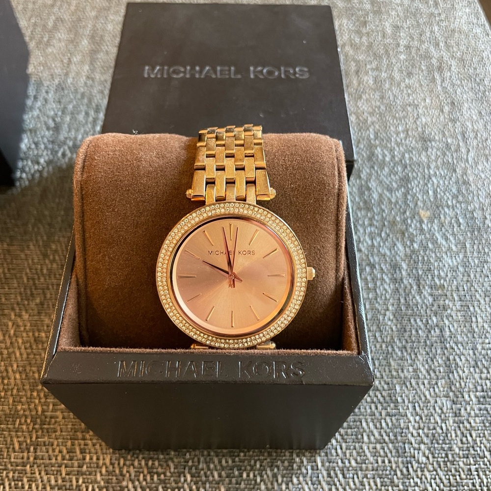 Michael Kors Gold Watch with Crystal Bezel